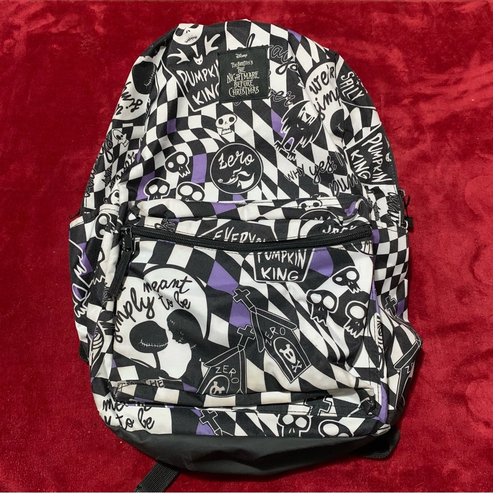 Disney The Nightmare Before Christmas Black White Purple Backpack